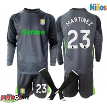 Camiseta Aston Villa Emiliano Martinez #23 Portero Primera Equipación para niños 2025-26 manga larga (+ pantalones cortos)
